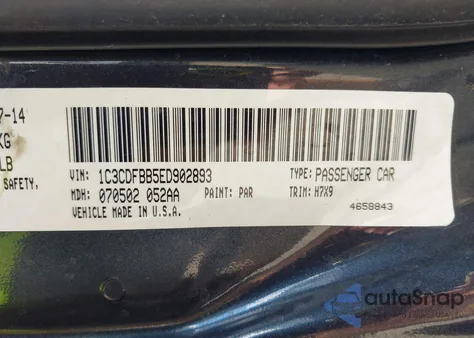 2014 Dodge Dart Sxt z USA, uszkodzony, nr VIN 1C3CDFBB5ED902893